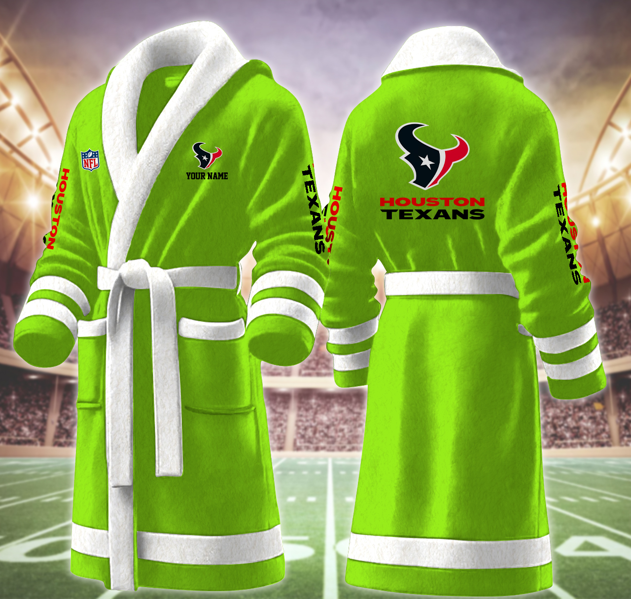 houston texans nfl personalized fleece bathrobe f3tzr