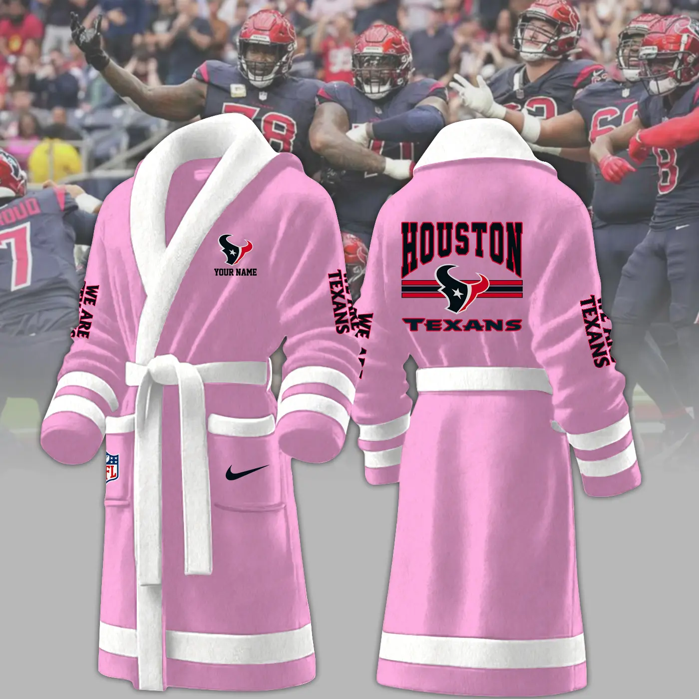 houston texans nfl personalized fleece bathrobe q8yus