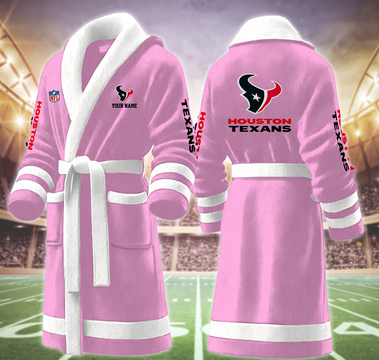 houston texans nfl personalized fleece bathrobe qnycp