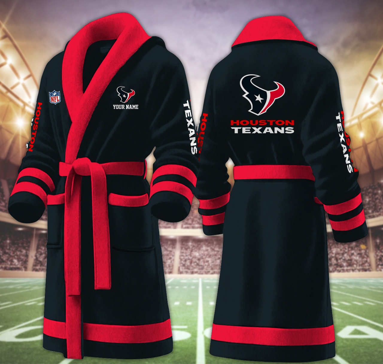 houston texans nfl personalized fleece bathrobe r8fxd