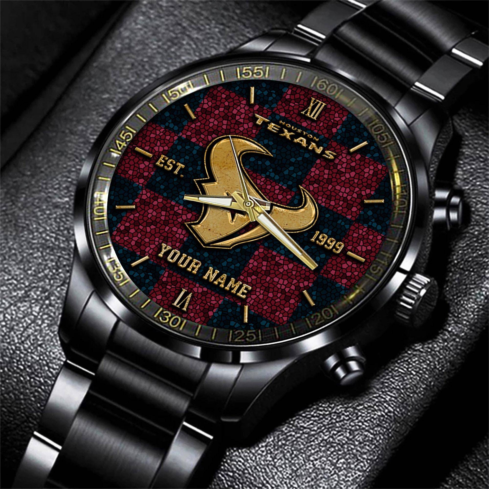 houston texans nfl personalized sport black watch gifts for fans 70cwy