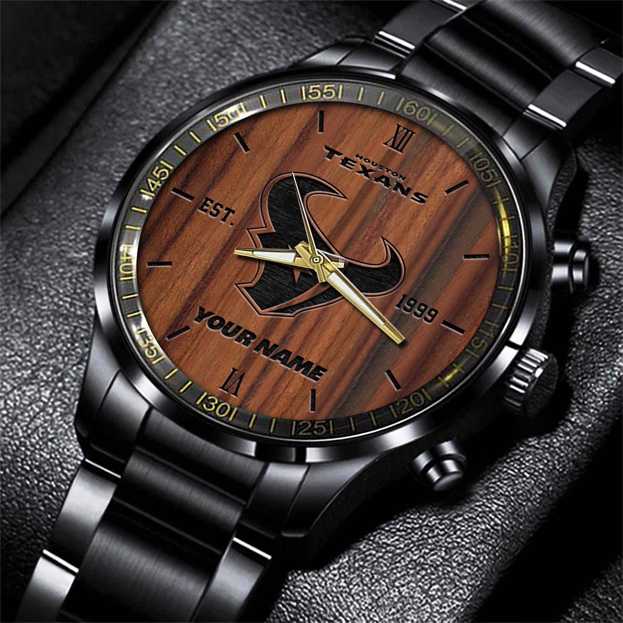 houston texans nfl personalized sport black watch gifts for fans cq9lx