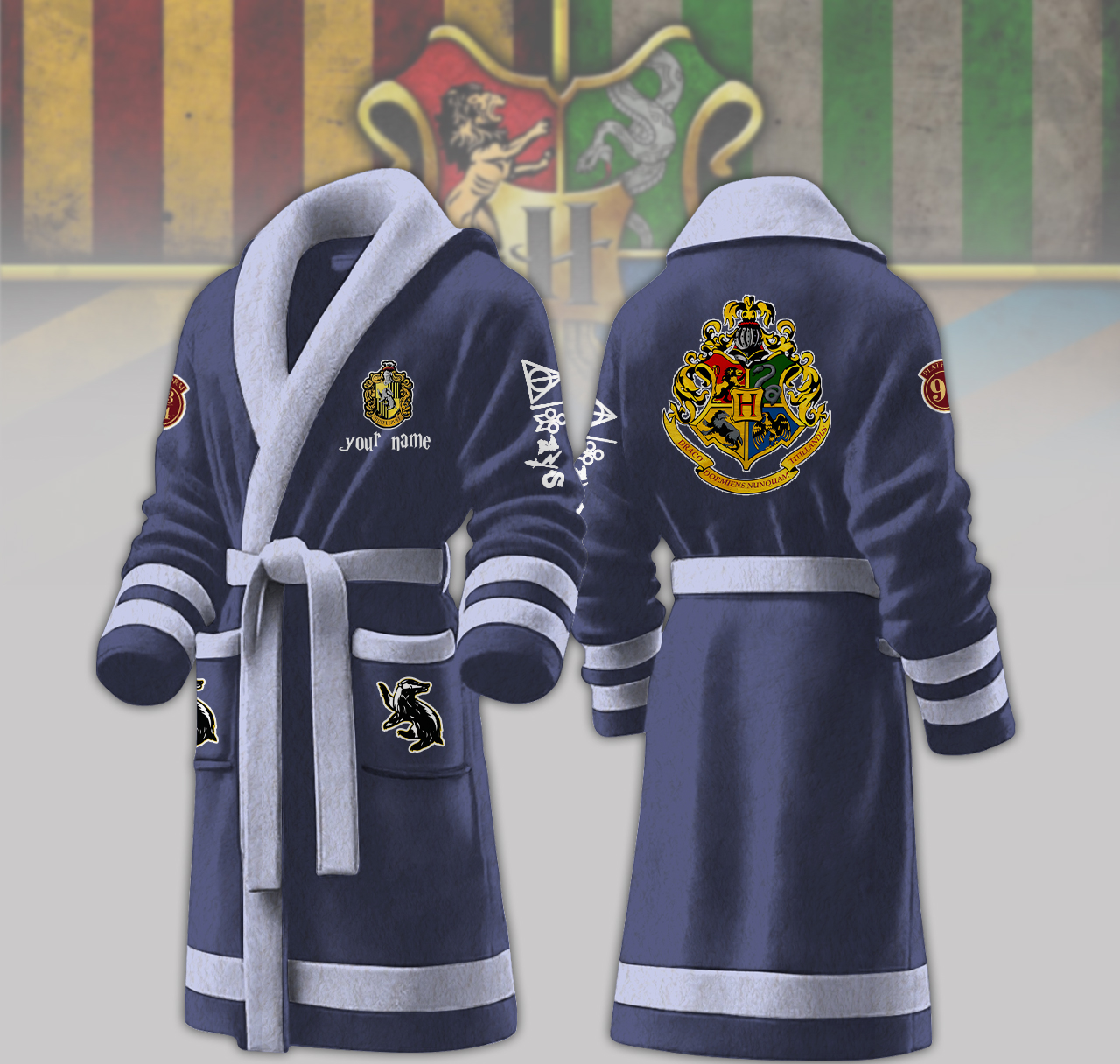 hufflepuff house harry potter personalized fleece bathrobe j9jku