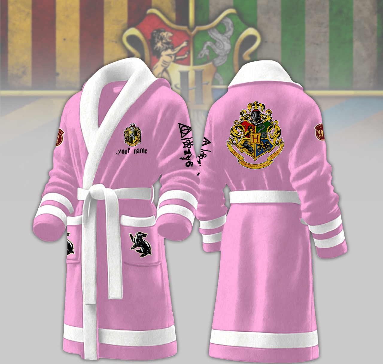 hufflepuff house harry potter personalized fleece bathrobe zdgow