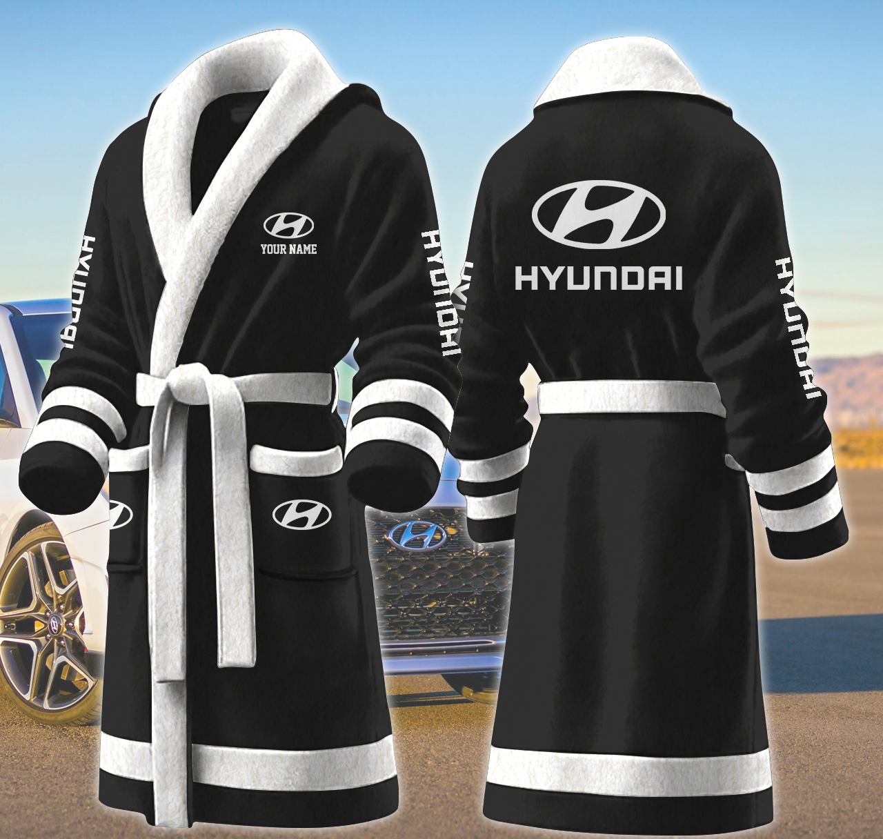 hyundai motocycles personalized fleece bathrobe enfpz
