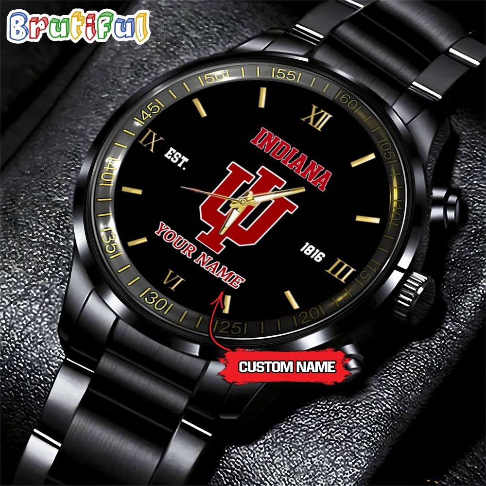 indiana hoosiers ncaa personalized black fashion watch football watch for fans yx5nb