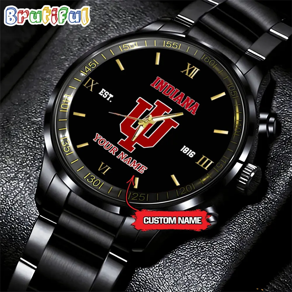indiana hoosiers ncaa personalized black fashion watch football watch for fans yx5nb