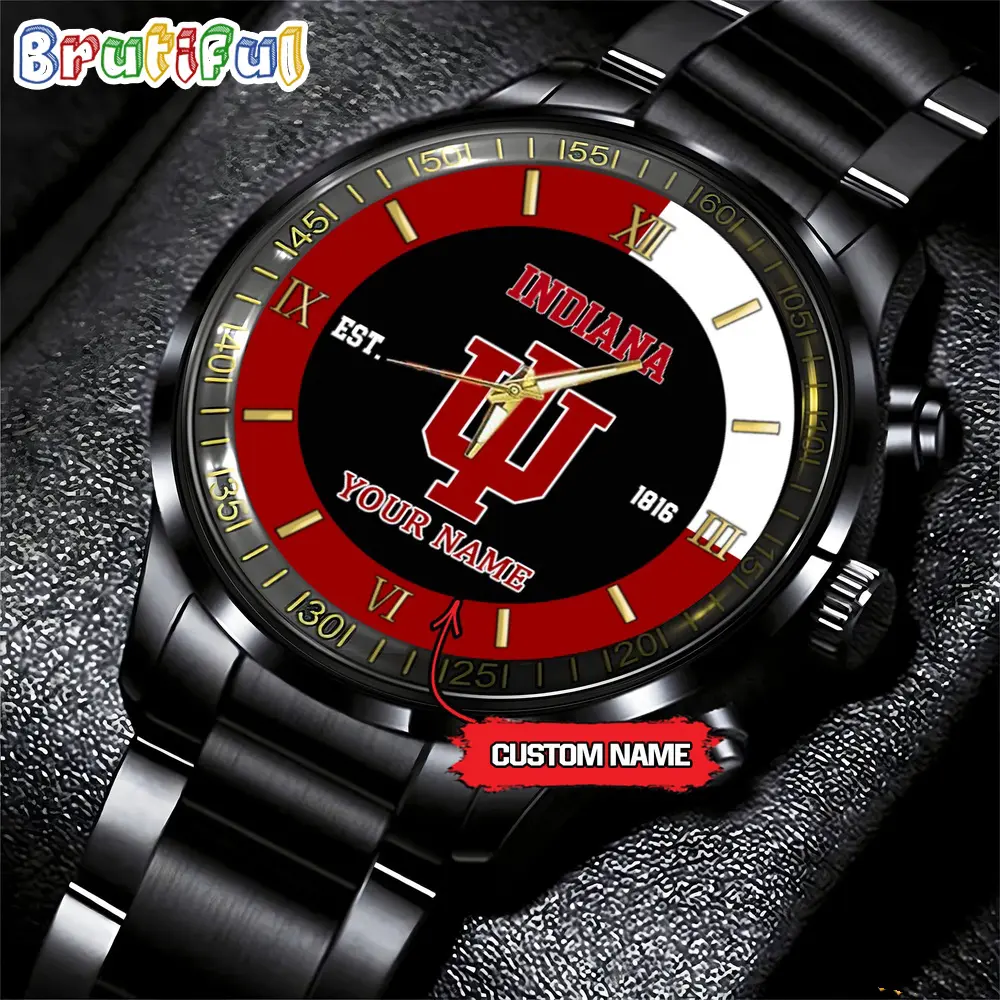 indiana hoosiers ncaa personalized black hand watch for fans ayvtm
