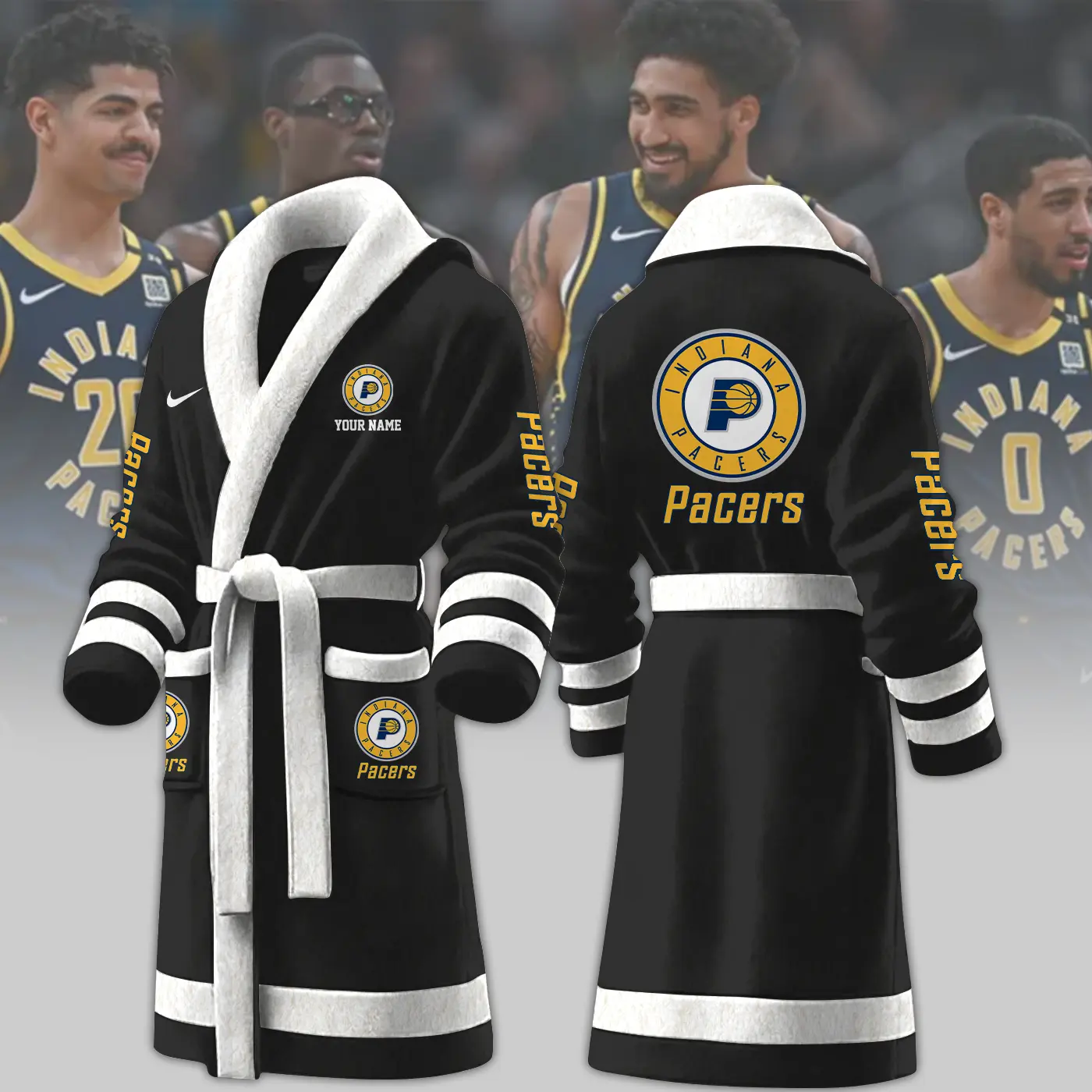 indiana pacers nba personalized fleece bathrobe fqsrl