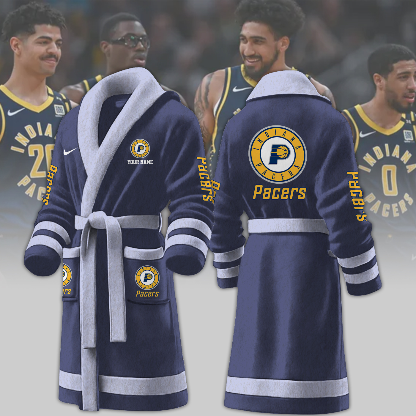 indiana pacers nba personalized fleece bathrobe gzztp