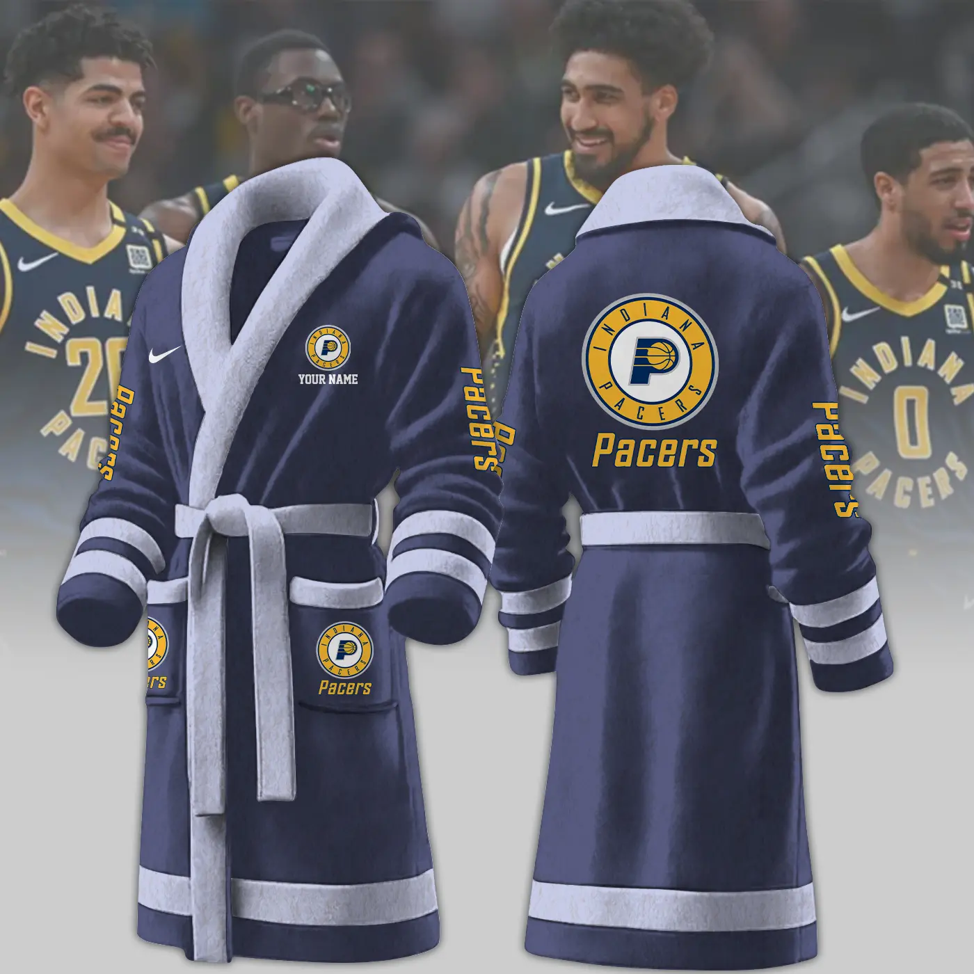 indiana pacers nba personalized fleece bathrobe gzztp