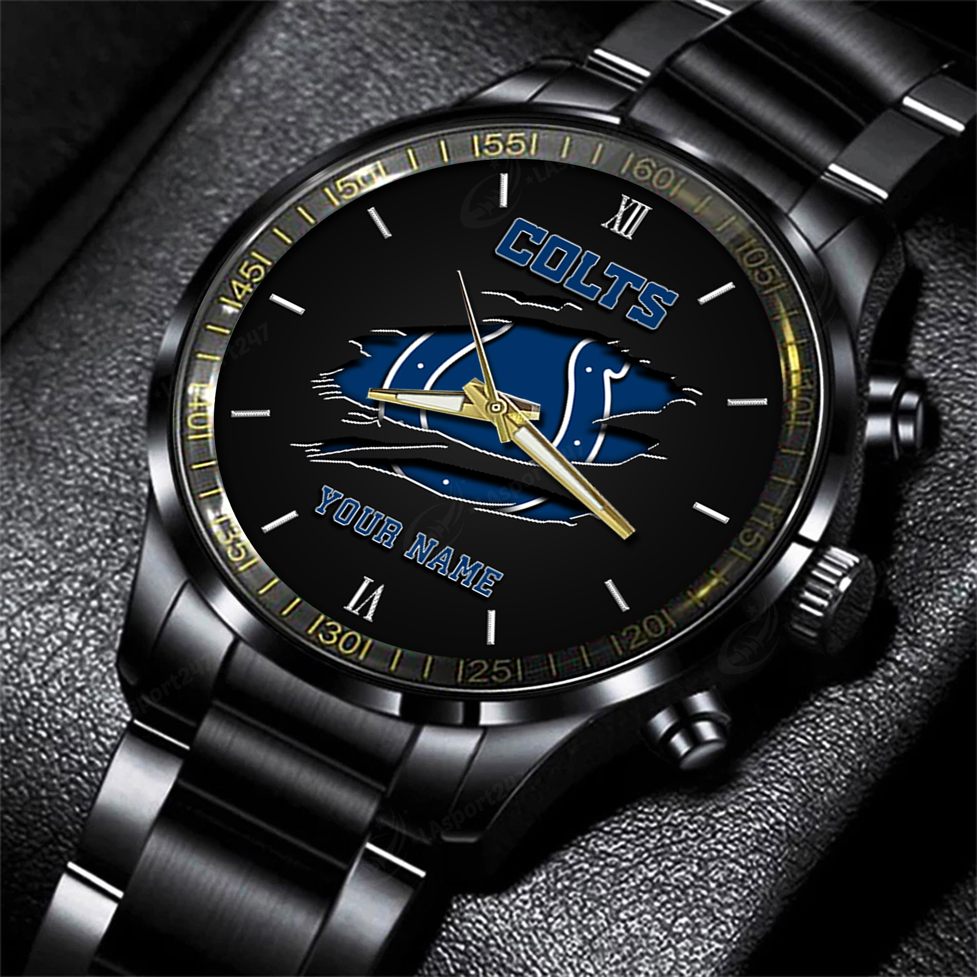 indianapolis colts nfl personalized black fashion watch for football lovers aswic