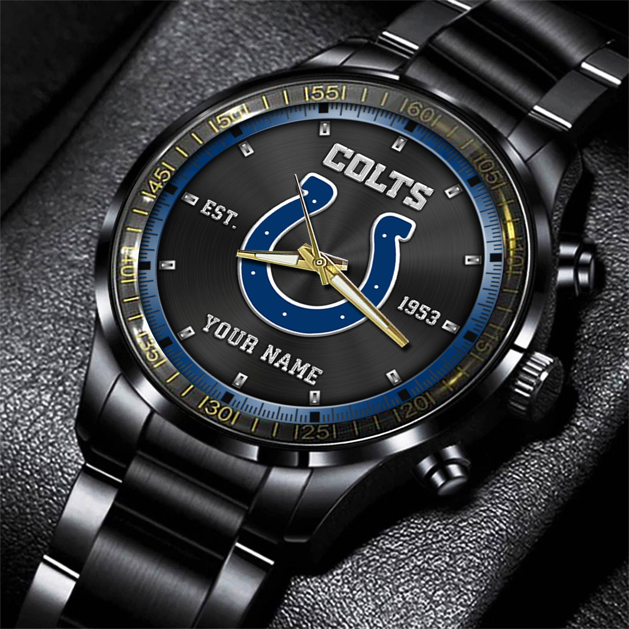 indianapolis colts nfl personalized black fashion watch gifts for fans g7rsi