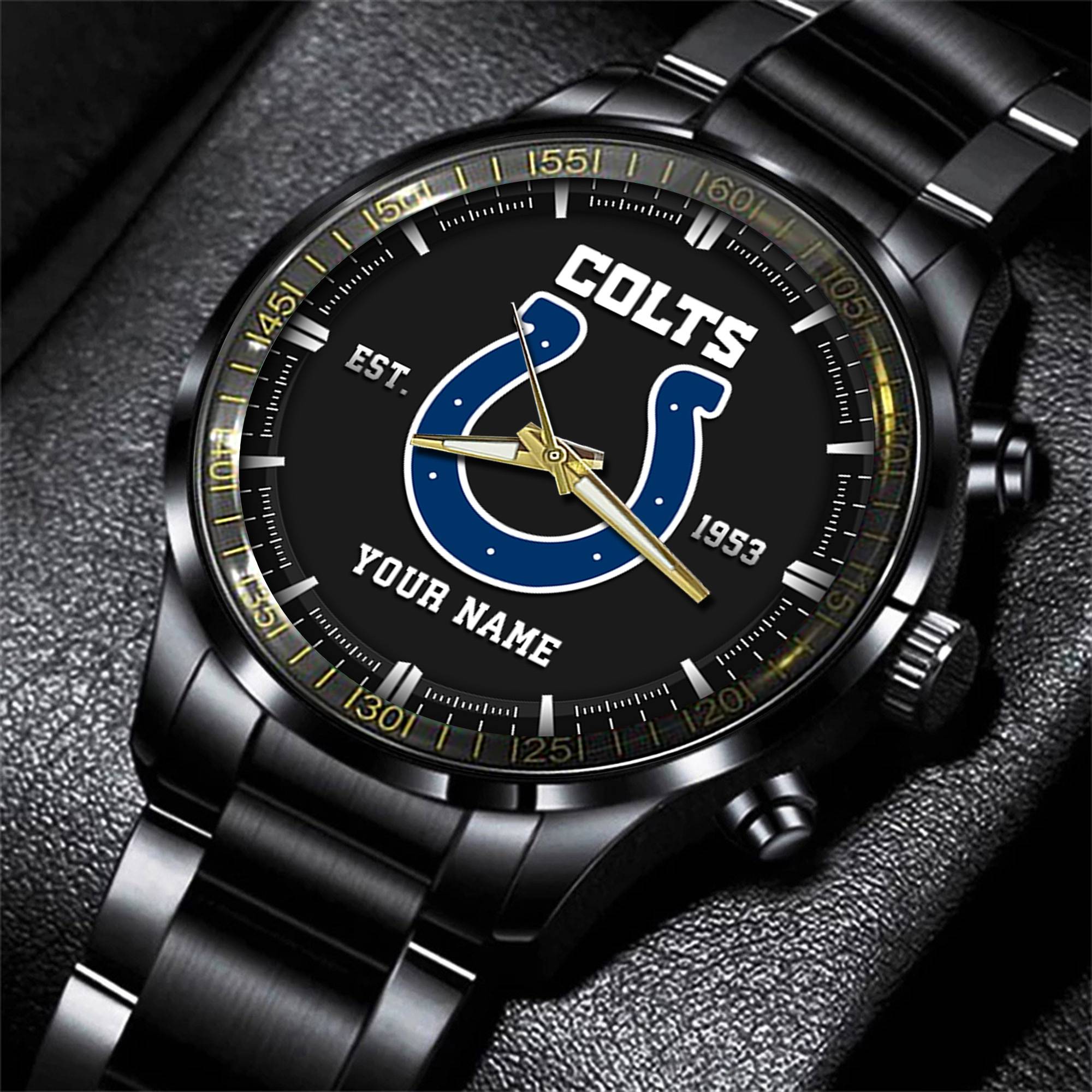 indianapolis colts nfl personalized black fashion watch gifts for fans wapdq