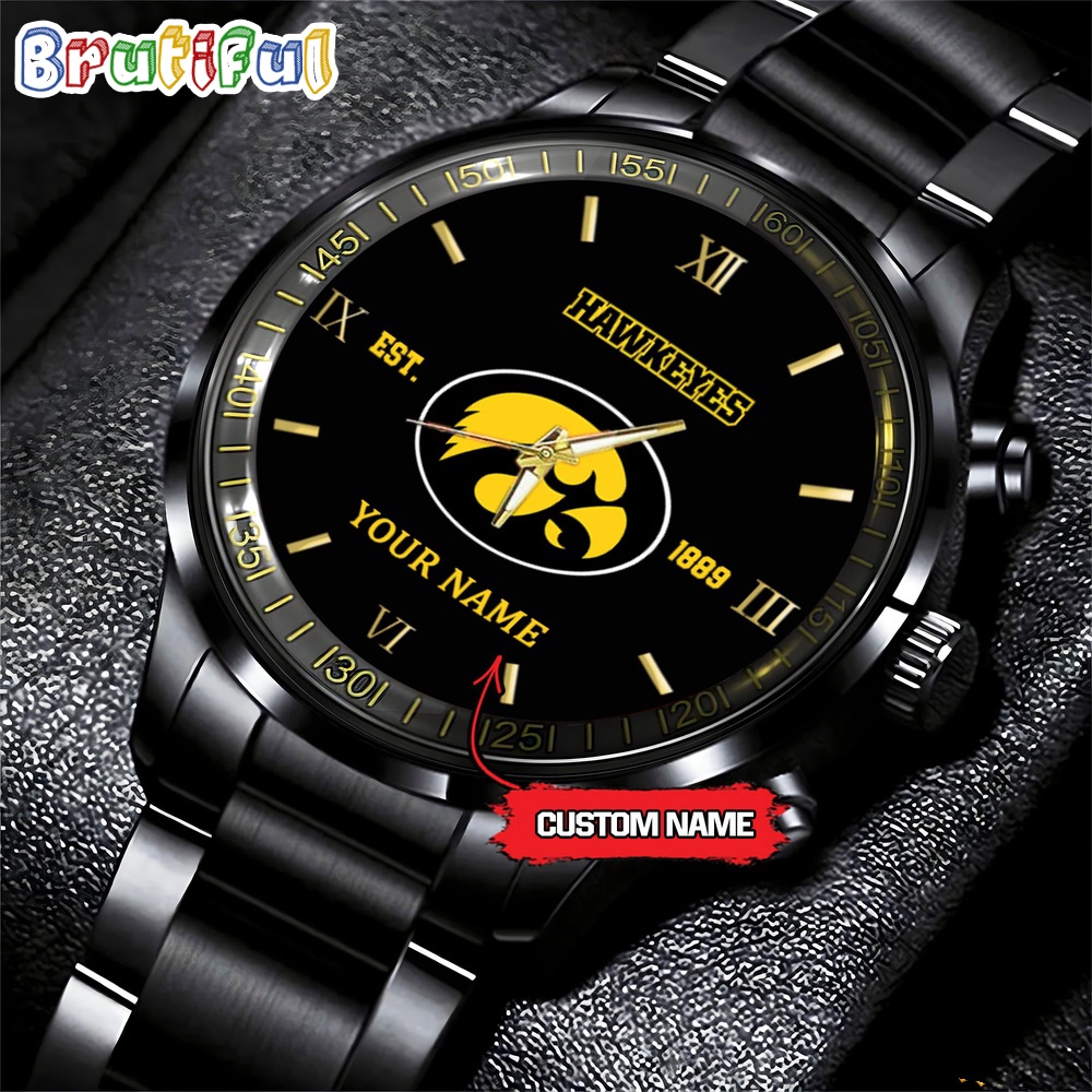 iowa hawkeyes ncaa personalized black fashion watch football watch for fans 1lfnm