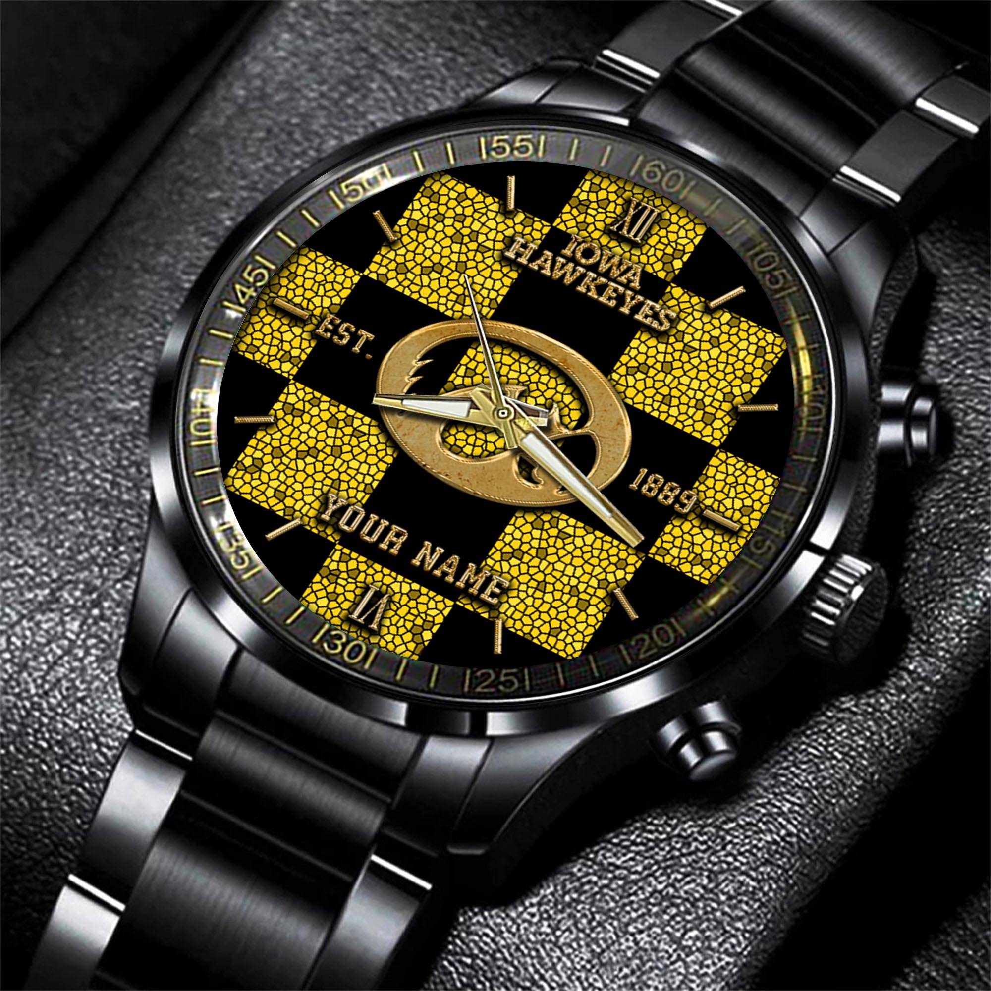 iowa hawkeyes ncaa personalized black new hand watch gifts for fans squ9a