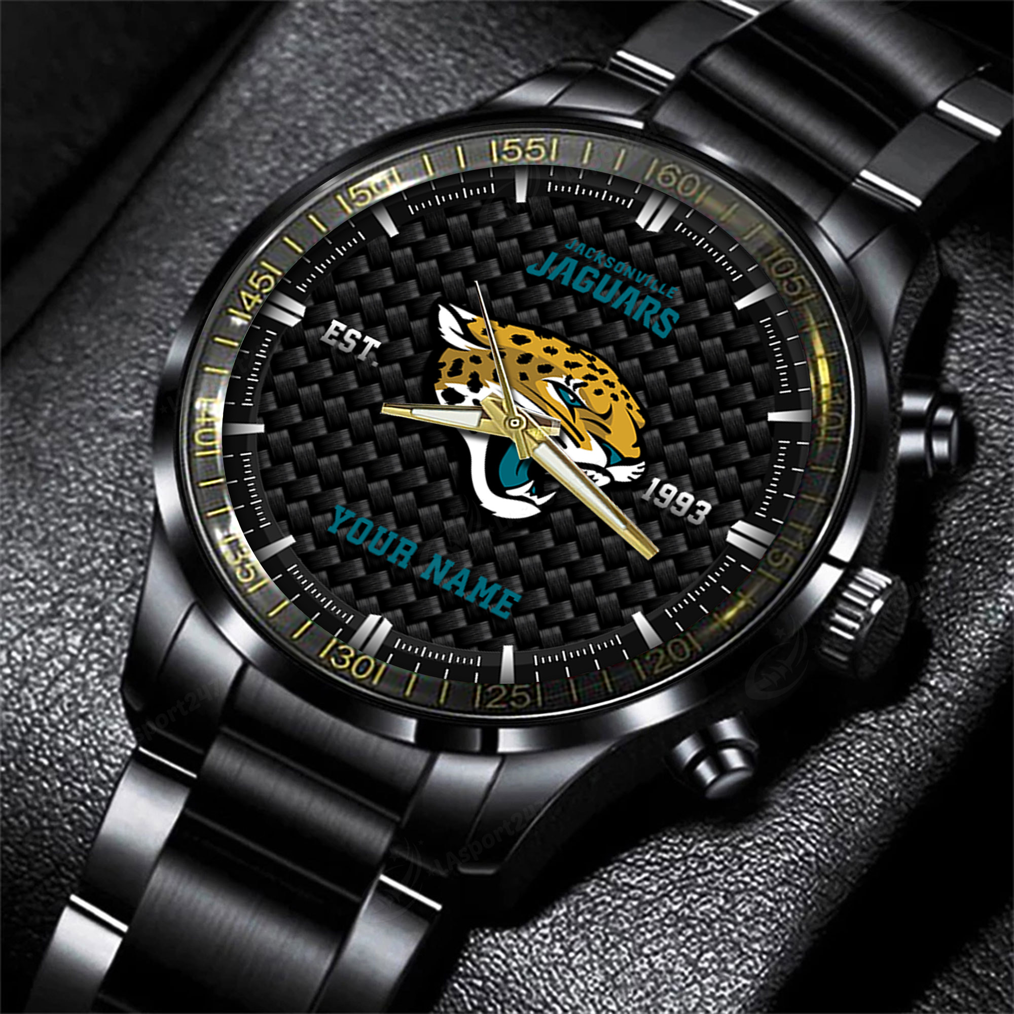 jacksonville jaguars nfl black fashion hand watch custom your name gift for fan qouvh