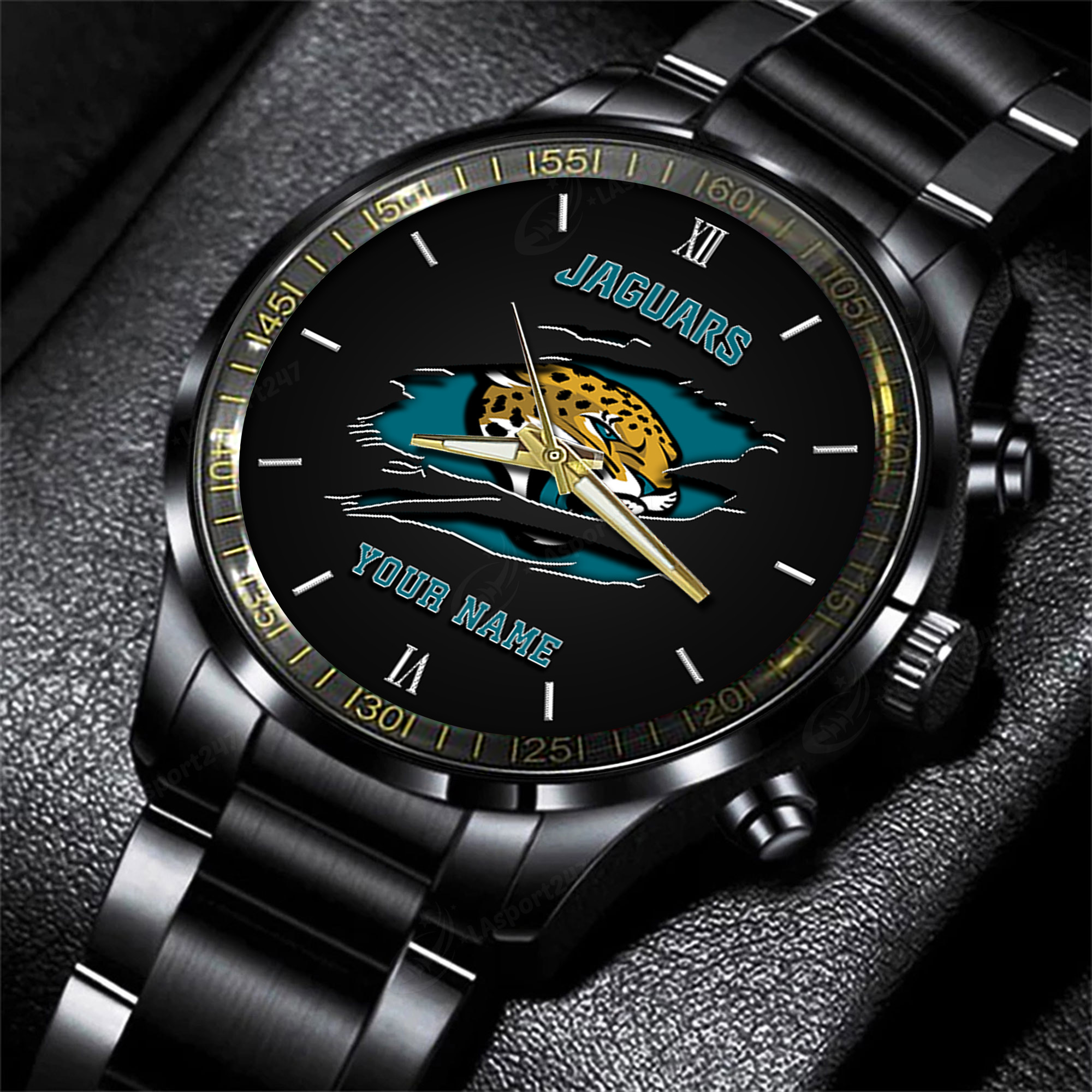 jacksonville jaguars nfl personalized black fashion watch for football lovers jg589