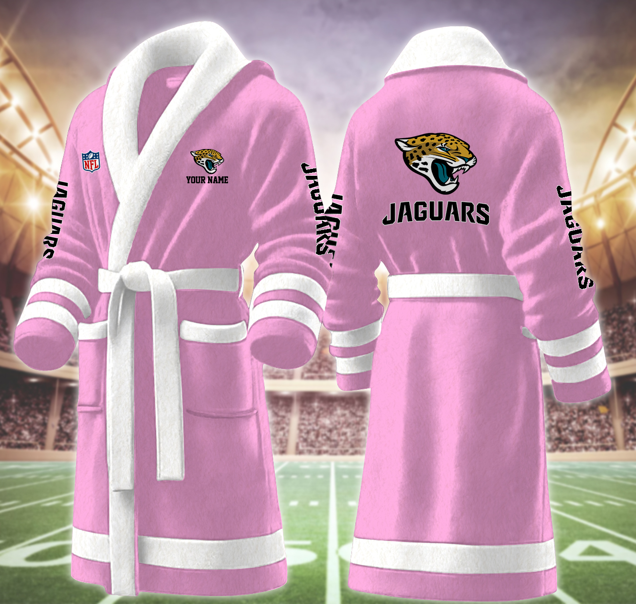 jacksonville jaguars nfl personalized fleece bathrobe gnnt2