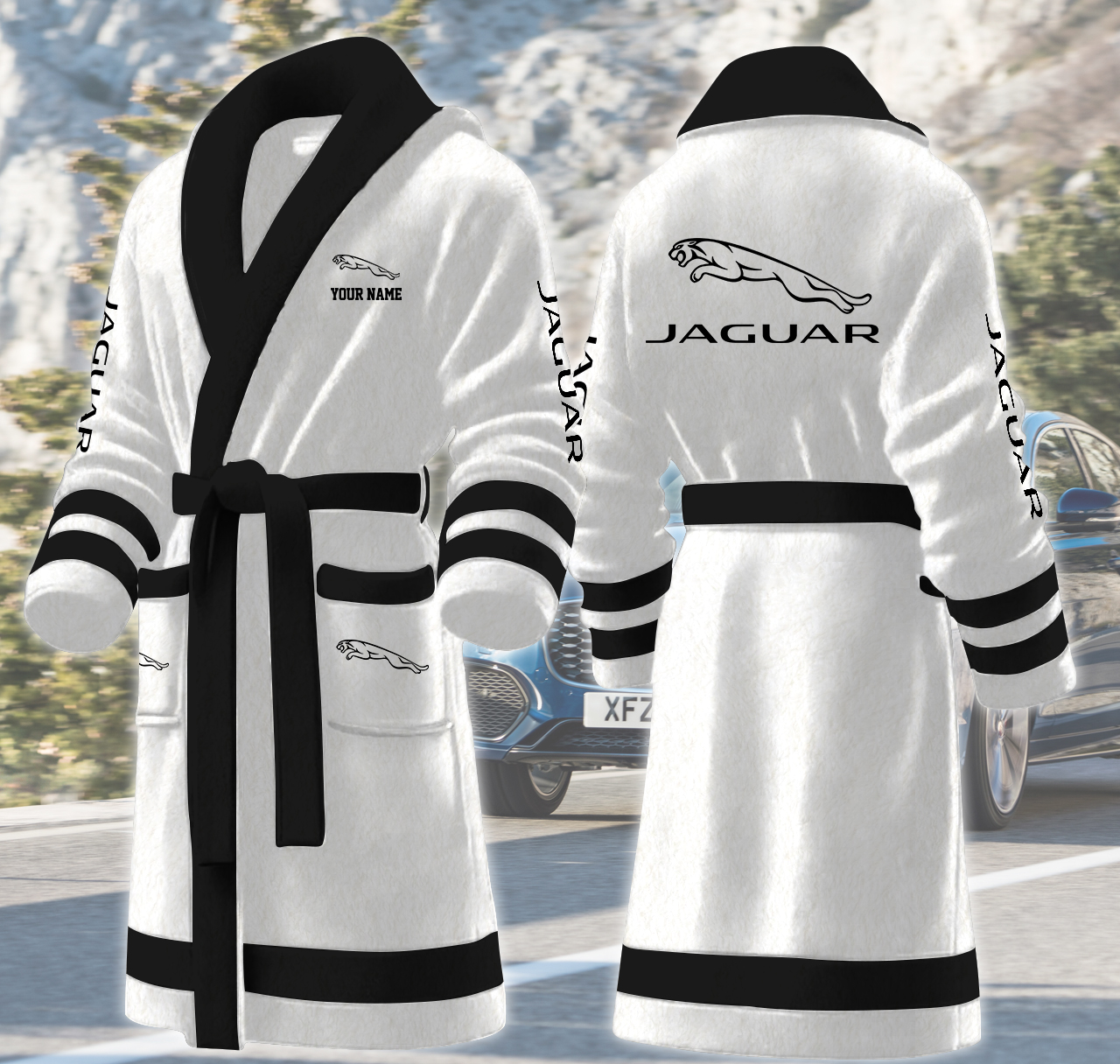 jaguar motocycles personalized fleece bathrobe d5j2f