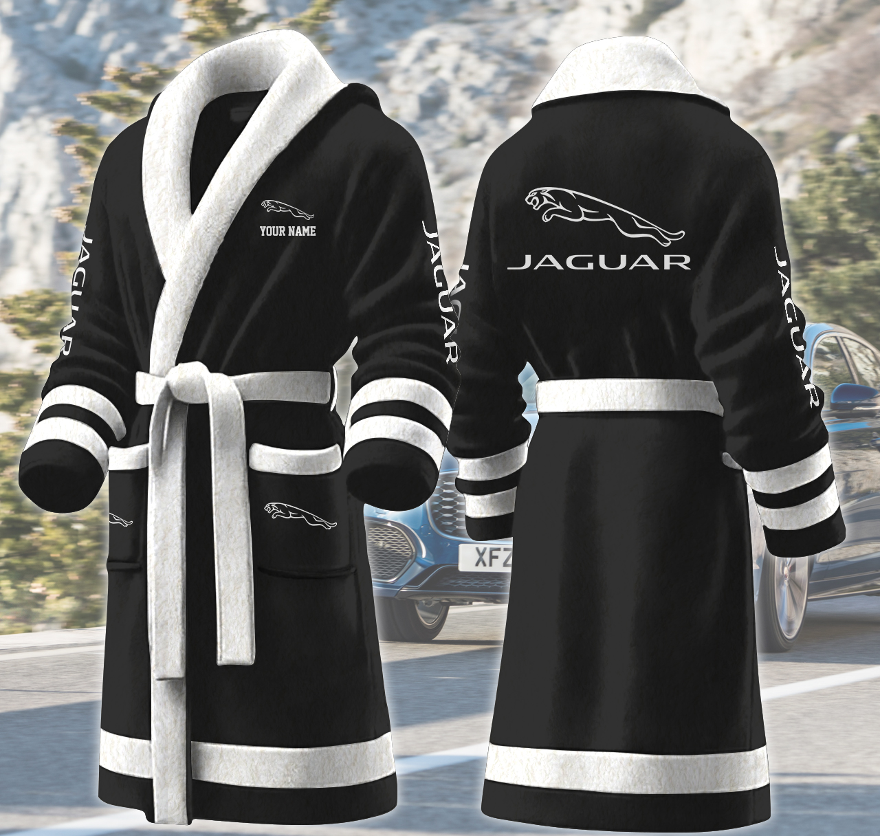 jaguar motocycles personalized fleece bathrobe lhz9e