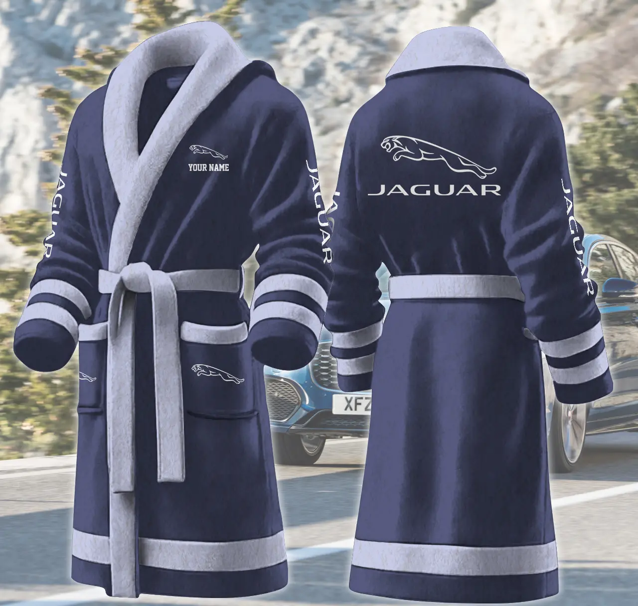 jaguar motocycles personalized fleece bathrobe tj5si