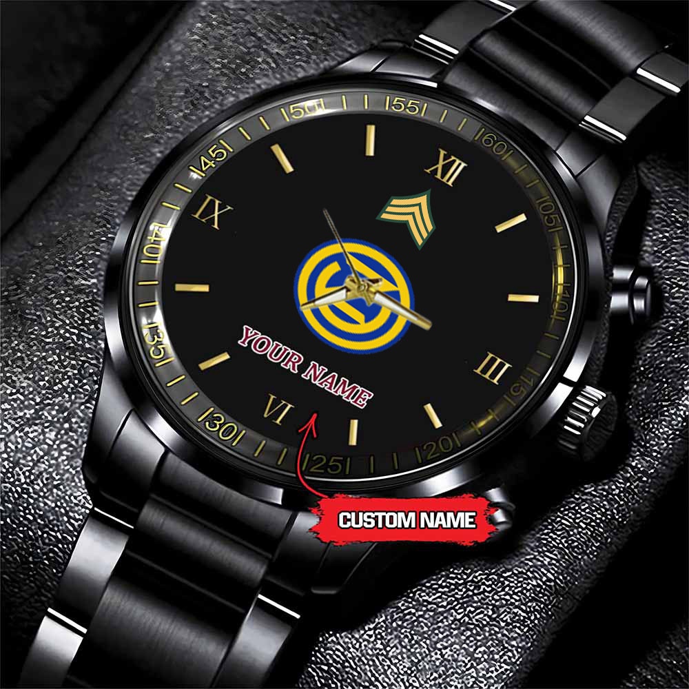 jwfancy 102nd infantry divisionarmy personalized black stainless steel watch szzh1