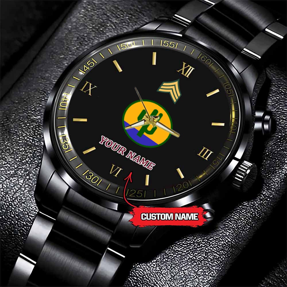jwfancy 103rd infantry division army personalized black stainless steel watch 0vcet