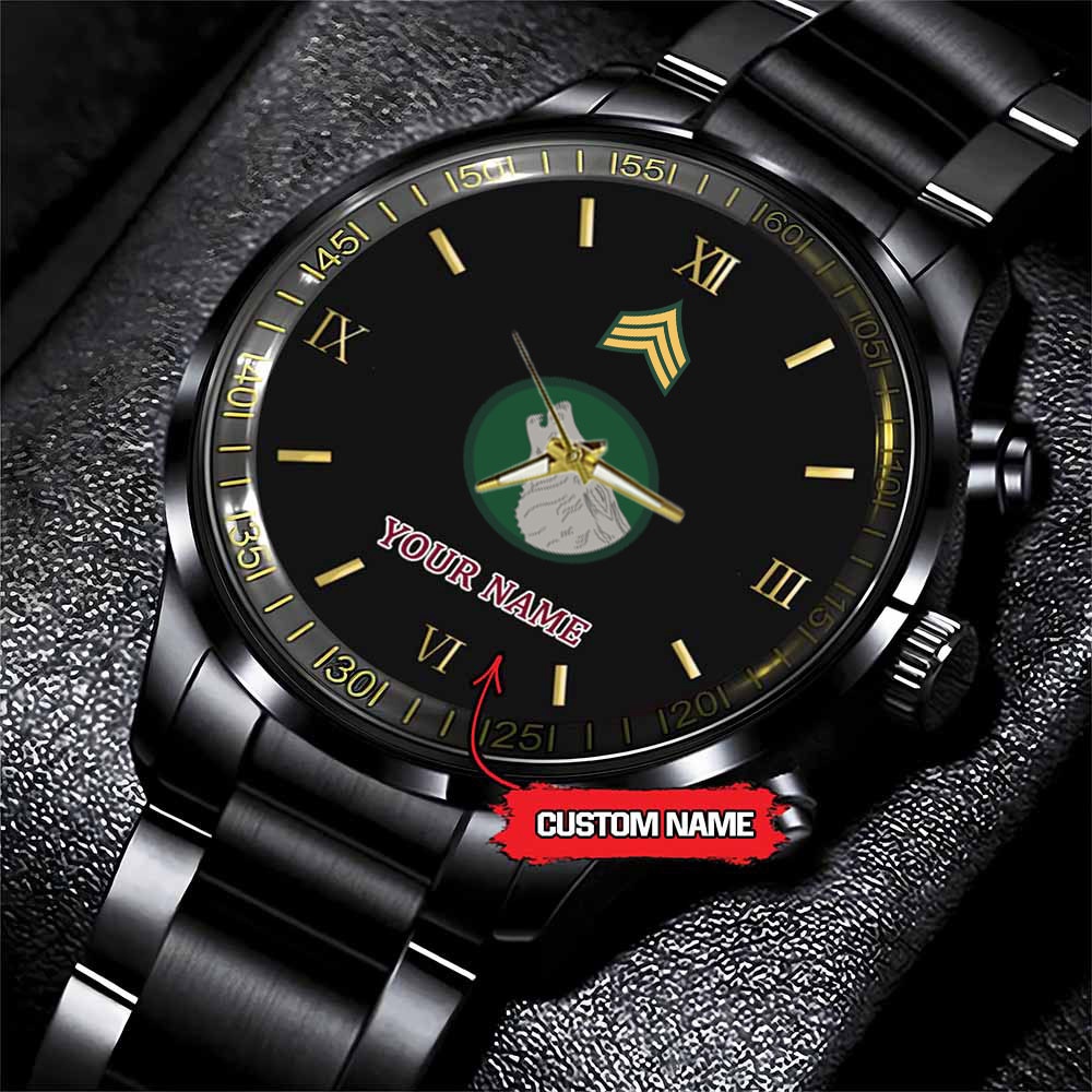 jwfancy 104th infantry division army personalized black stainless steel watch v1fci