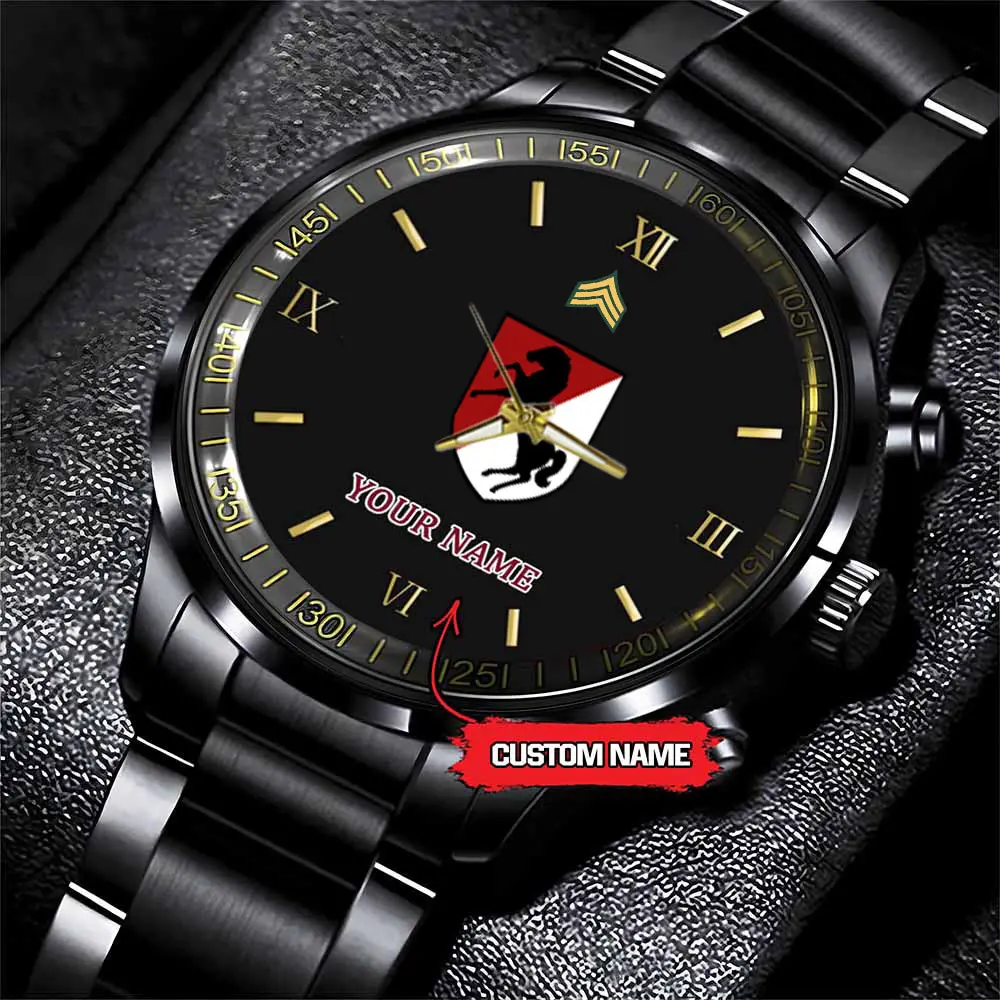 jwfancy 11th armored cavalry army personalized black stainless steel watch drrzk