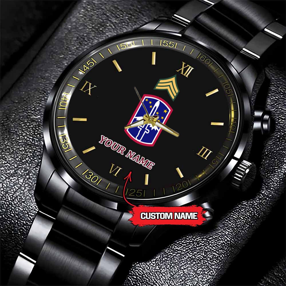 jwfancy 172nd infantry brigade army personalized black stainless steel watch tk5lz