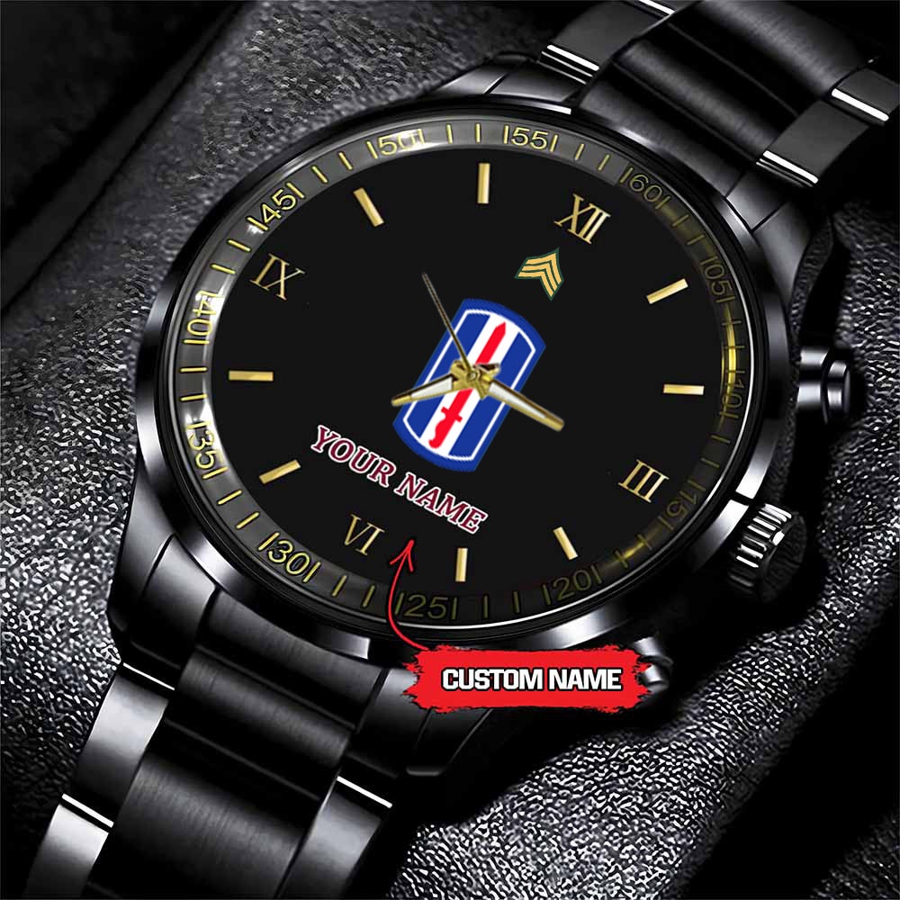 jwfancy 193rd infantry brigade army personalized black stainless steel watch hnswa