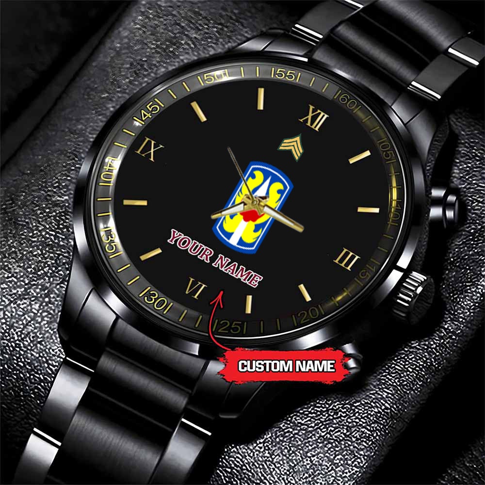 jwfancy 199th light infantry brigade army personalized black stainless steel watch qmet1