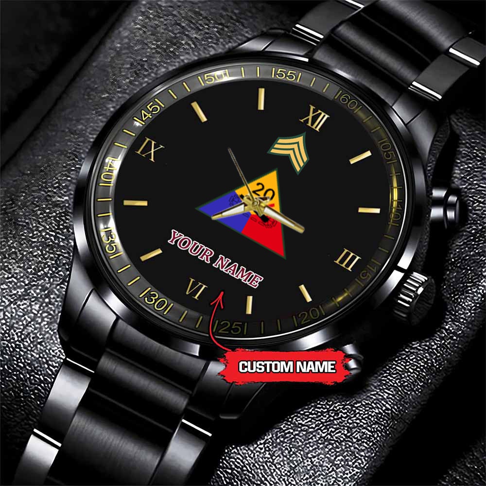 jwfancy 20th armored division army personalized black stainless steel watch ryi7p
