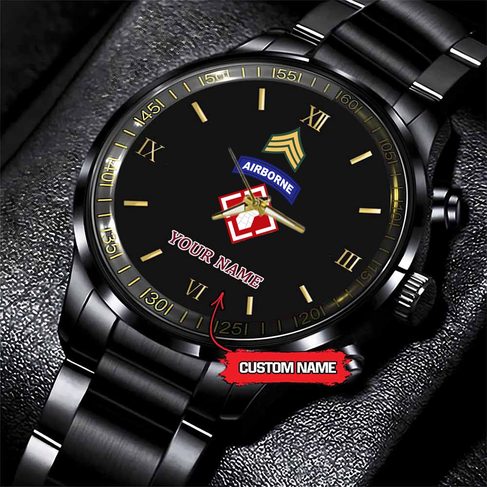 jwfancy 20th engineer brigade army personalized black stainless steel watch lzvmw