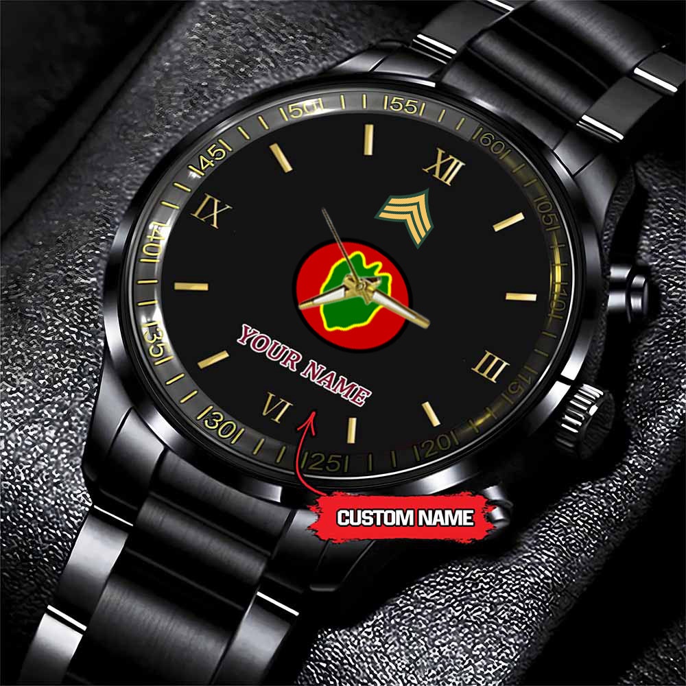 jwfancy 24th infantry division army personalized black stainless steel watch hn9kp
