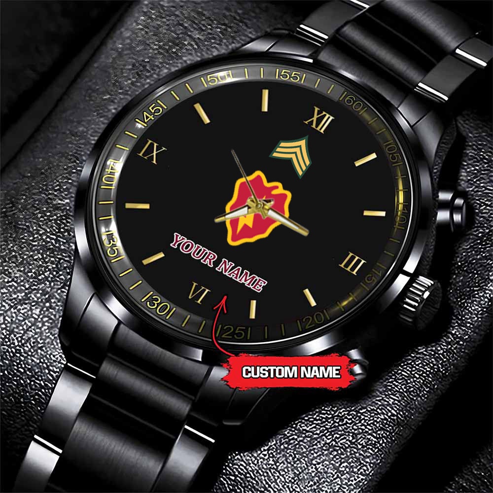 jwfancy 25th infantry division army personalized black stainless steel watch xxtpr