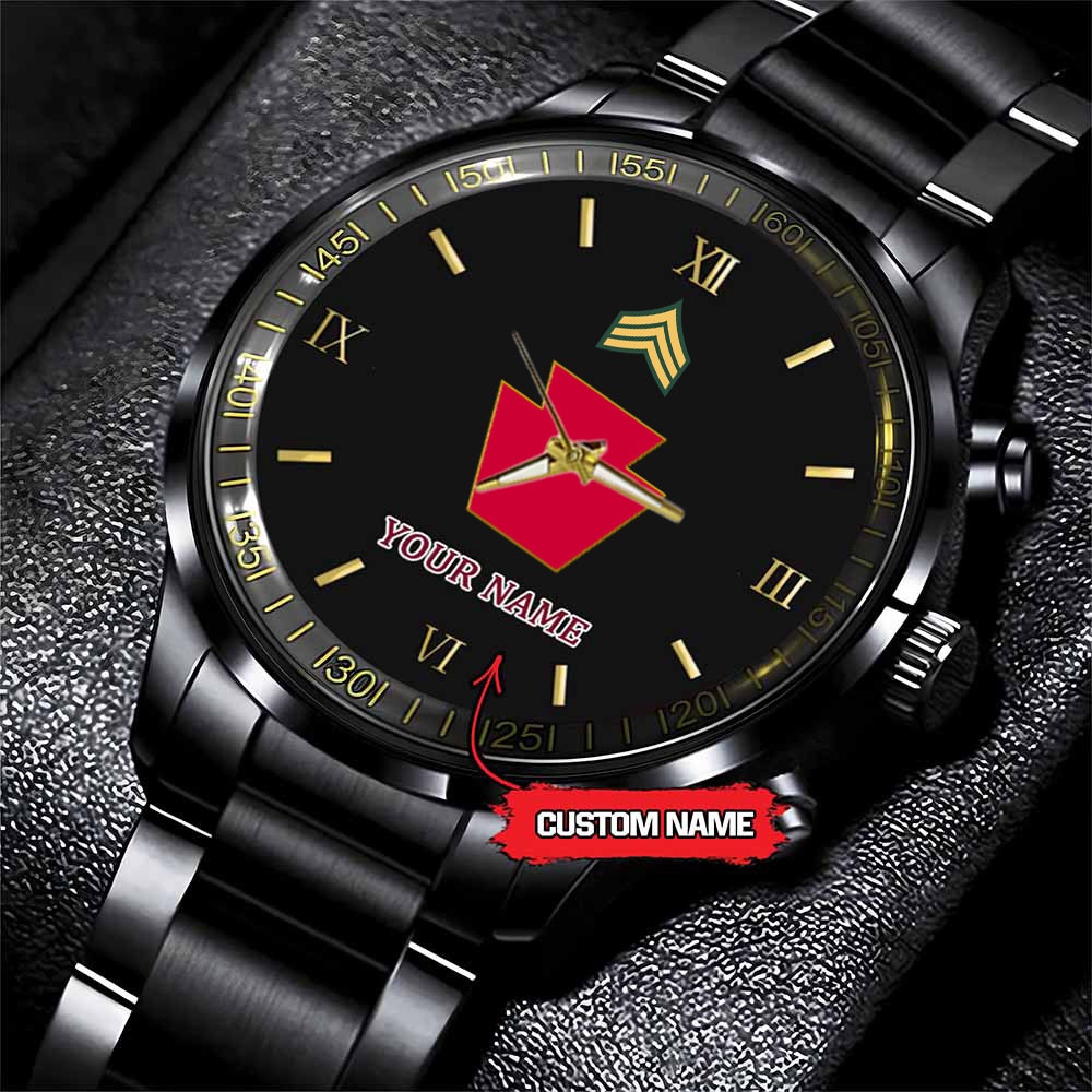jwfancy 28th infantry division army personalized black stainless steel watch svdml