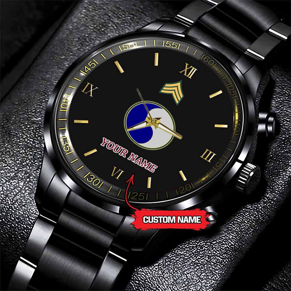 jwfancy 29th infantry division army personalized black stainless steel watch dycnc