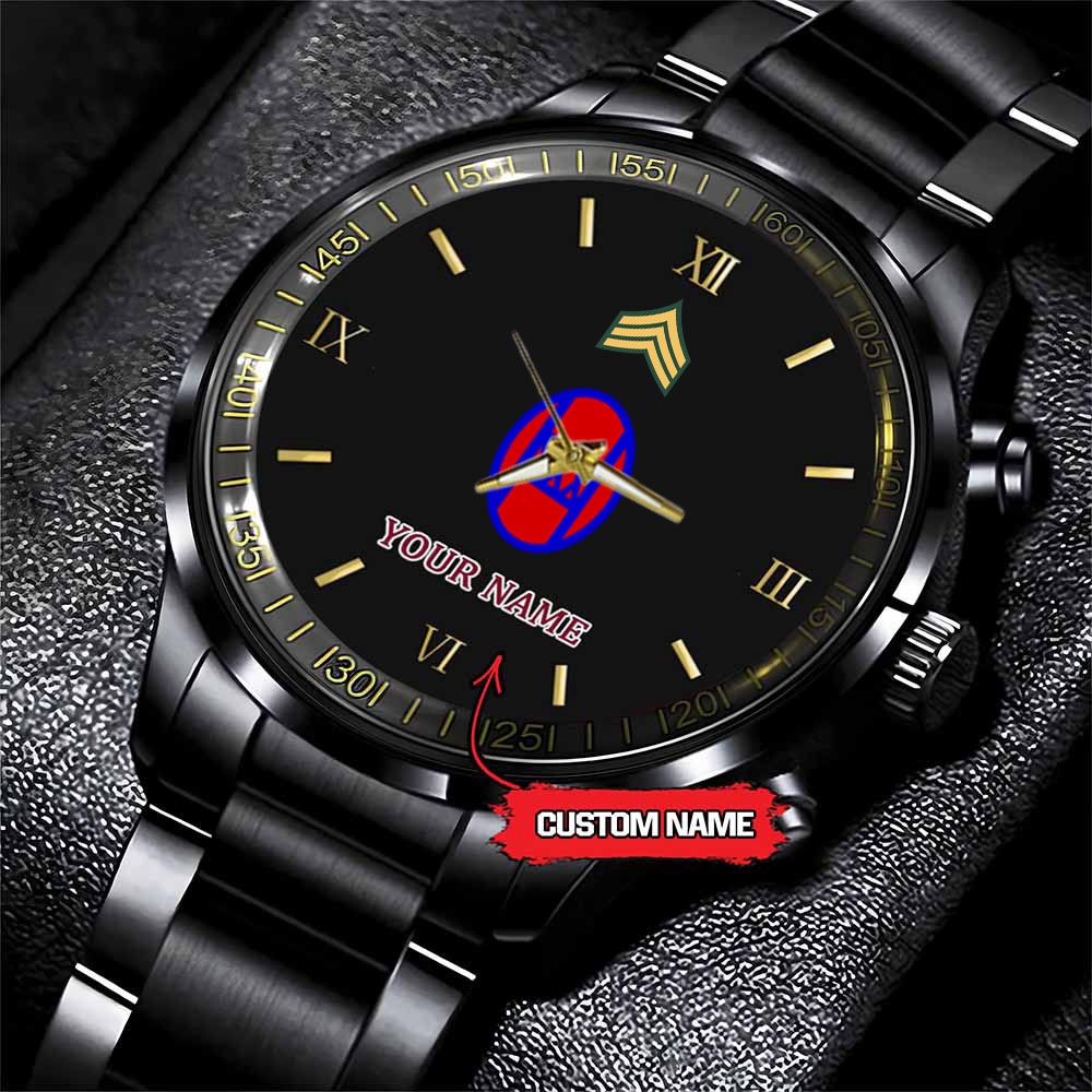 jwfancy 30th infantry division army personalized black stainless steel watch ostum