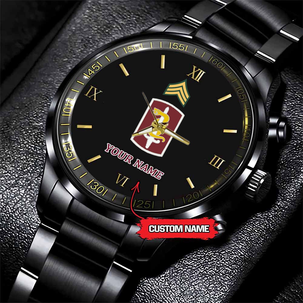 jwfancy 30th medical brigade csib army personalized black stainless steel watch e4wam