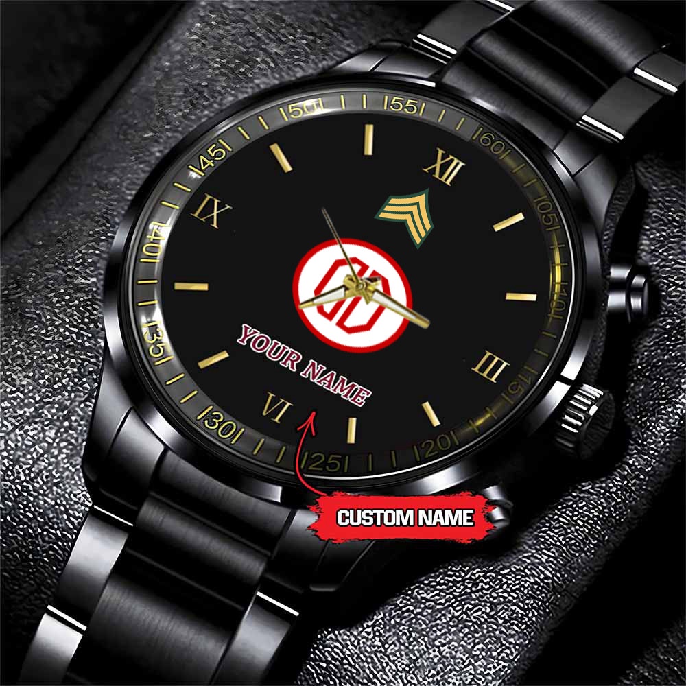 jwfancy 31st nfantry division army personalized black stainless steel watch cd4id