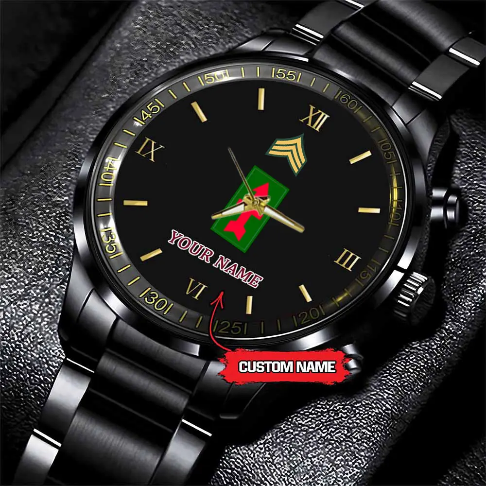 jwfancy 32nd infantry division army personalized black stainless steel watch 5qh1r