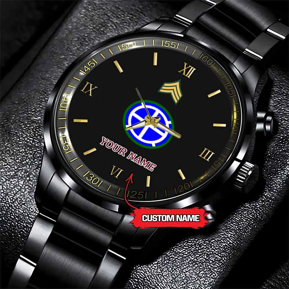 jwfancy 35th infantry division army personalized black stainless steel watch spzm2