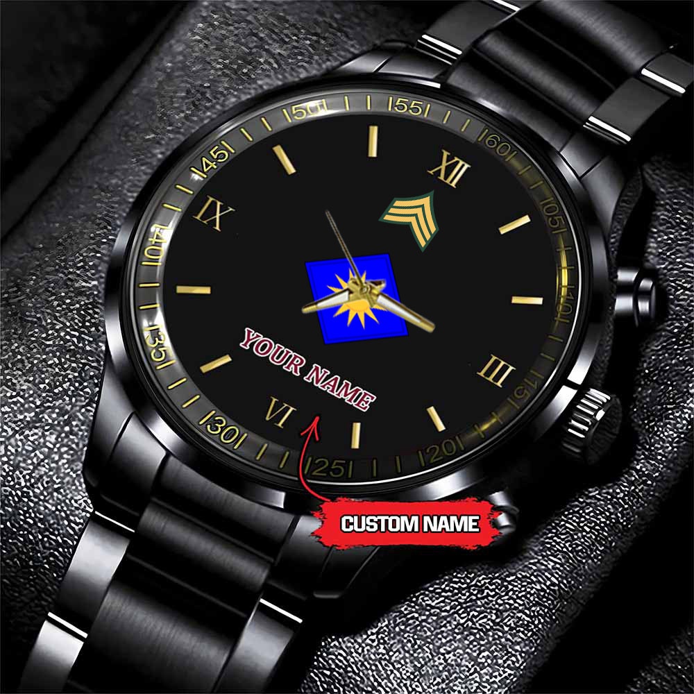 jwfancy 40th infantry division army personalized black stainless steel watch r4bt7