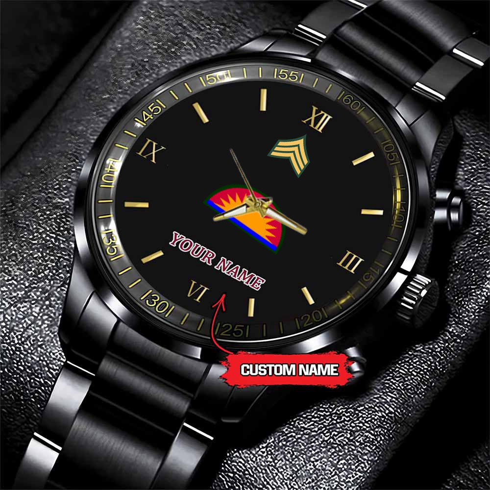 jwfancy 41st infantry division army personalized black stainless steel watch zsvak