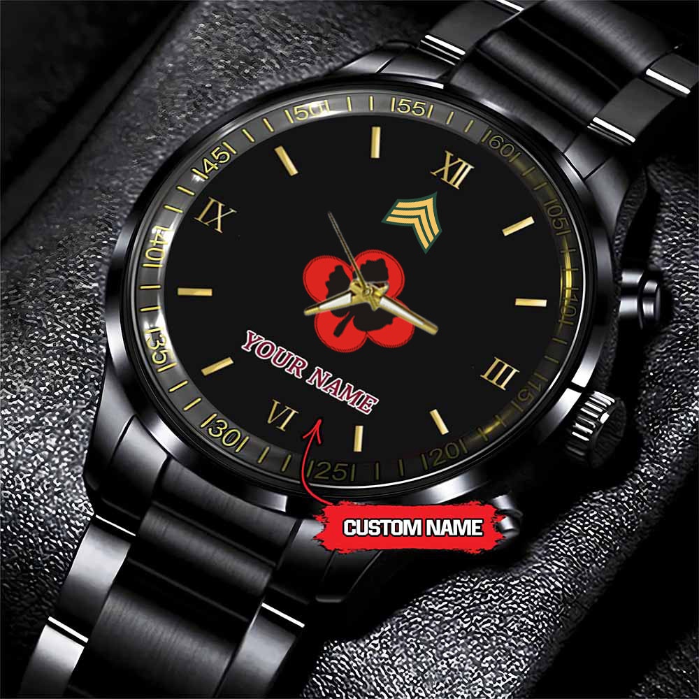 jwfancy 43rd infantry division army personalized black stainless steel watch scipw