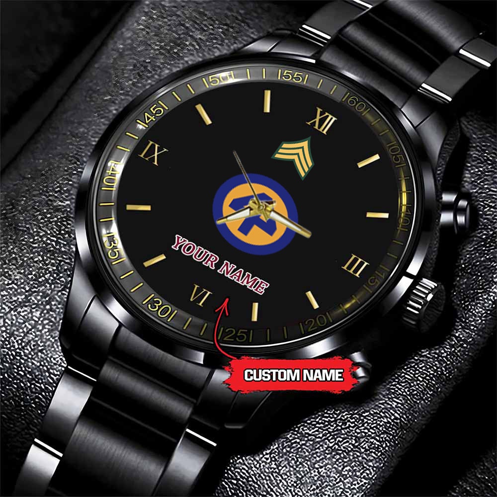 jwfancy 44th infantry division army personalized black stainless steel watch ni4du
