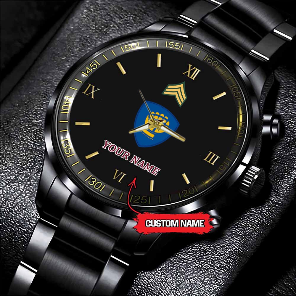 jwfancy 46th infantry division army personalized black stainless steel watch w6rqf