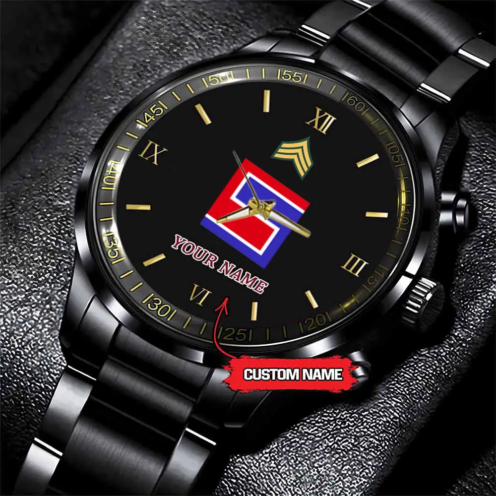 jwfancy 69th infantry division army personalized black stainless steel watch vasoq